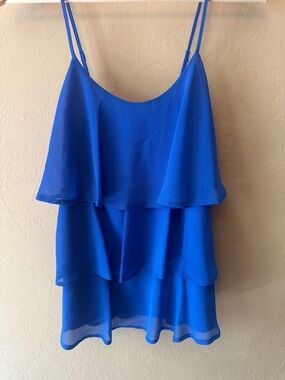 Blue Layered Spaghetti-Strap Women's Top